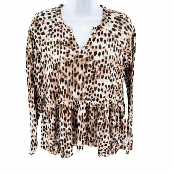 2/$30 William Rast Gryphon Animal Print Leopard Cheetah Long Sleeve Top Blouse - Picture 3 of 8